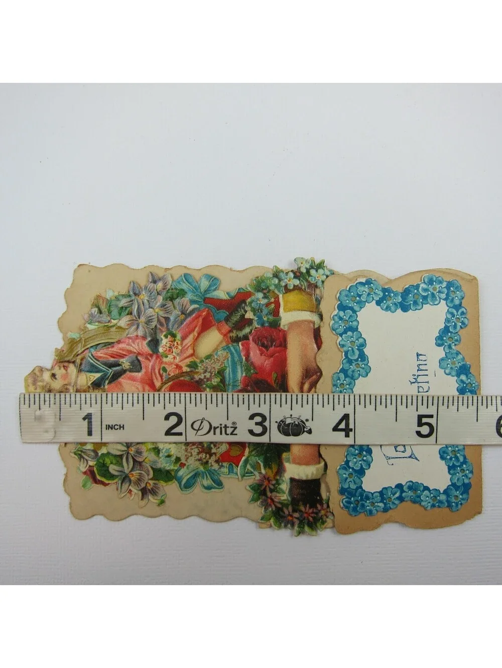 Vintage Valentine Pull Down Die Cut Stand Up Victorian Girl Flower Basket Roses